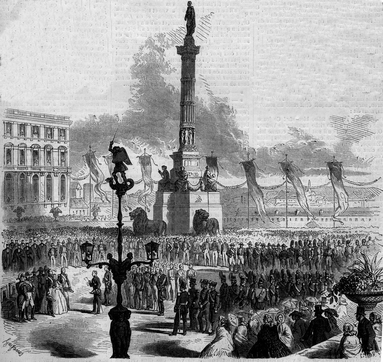 Inauguracja Kolumny Kongresu (1850-1859). Bruksela, Belgia autorstwa French School