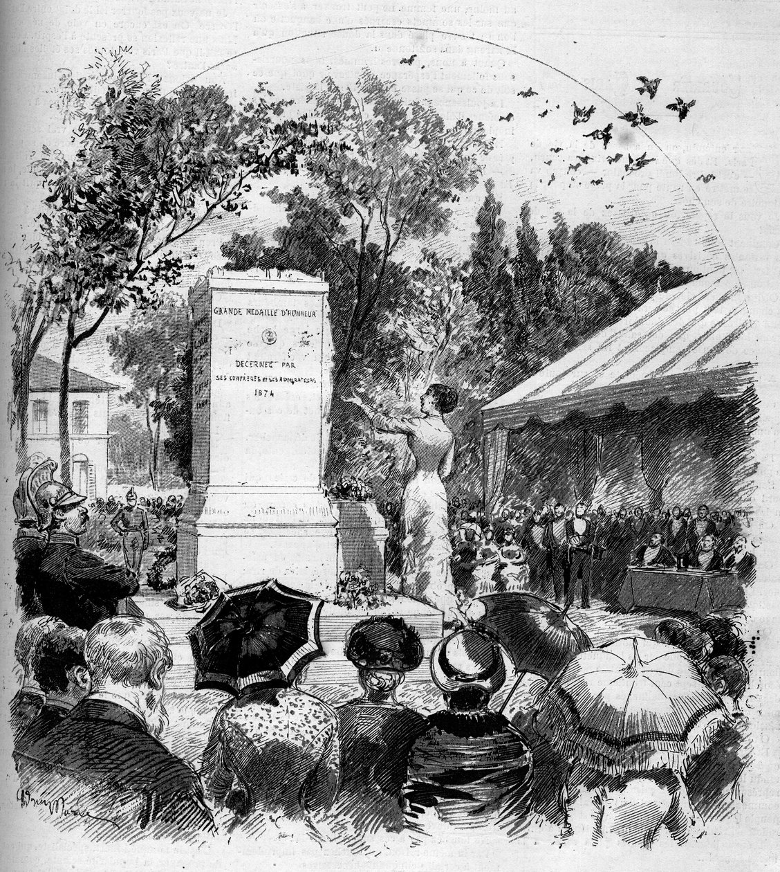 Inauguracja pomnika poświęconego malarzowi Jeanowi Baptiste Camille Corotowi (1796-1875) w Ville d