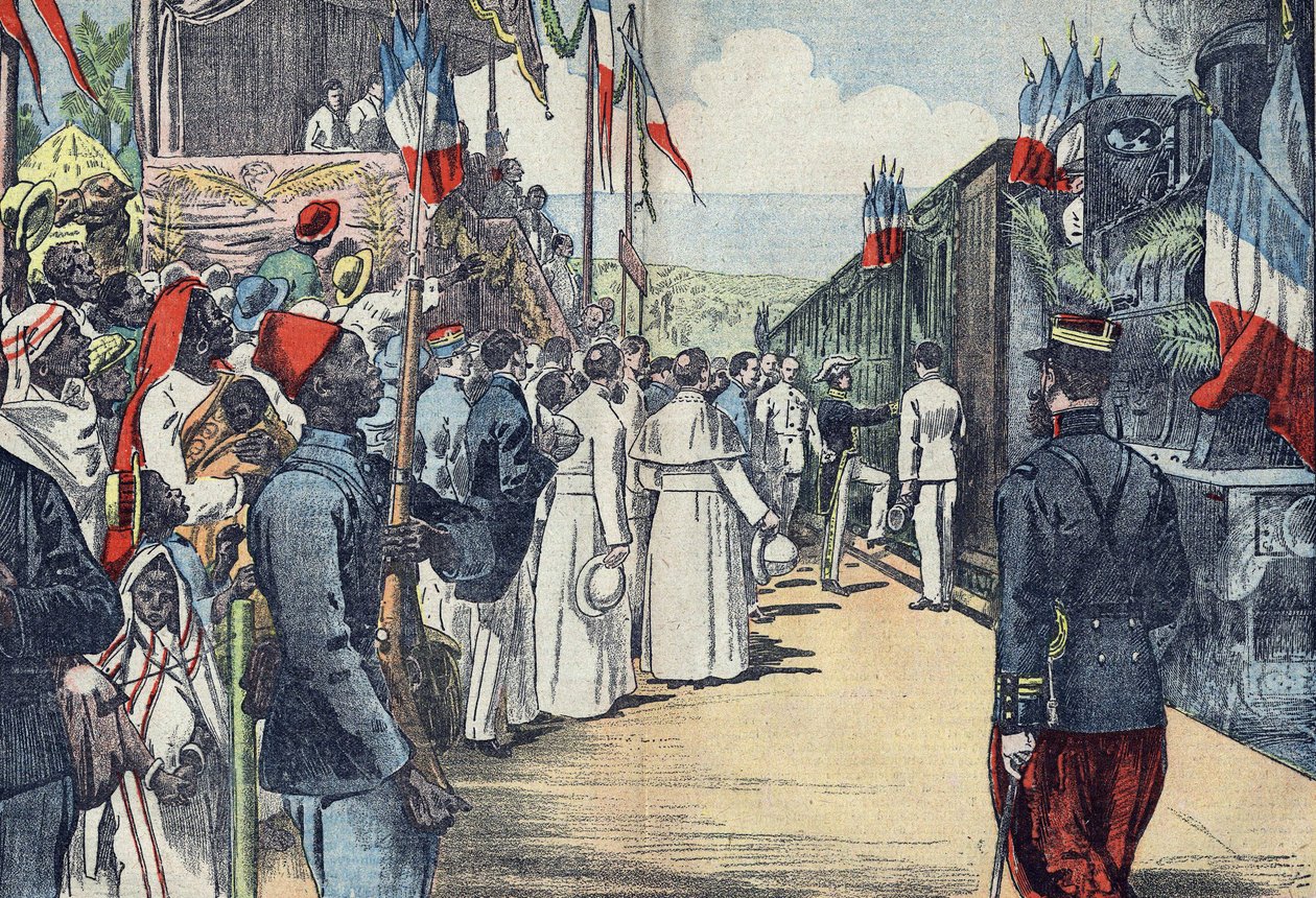Inauguracja linii kolejowej łączącej Thies z Kayes do Senegalu, początek XX wieku autorstwa French School