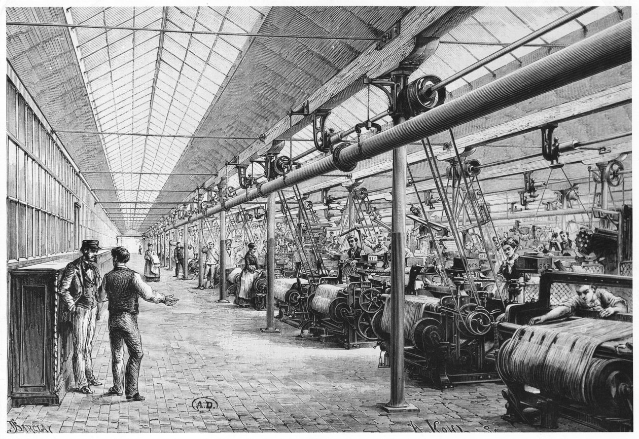 Tkactwo przemysłowe w Bagatelle, 1884 autorstwa French School