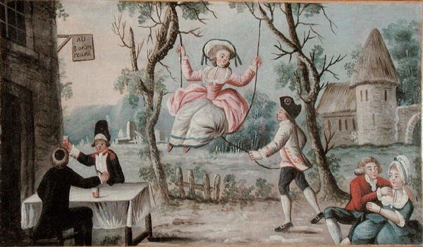 Napis na karczmie przedstawiający zjednoczone Trzy Zakony, ok. 1789 (olej na drewnie) autorstwa French School