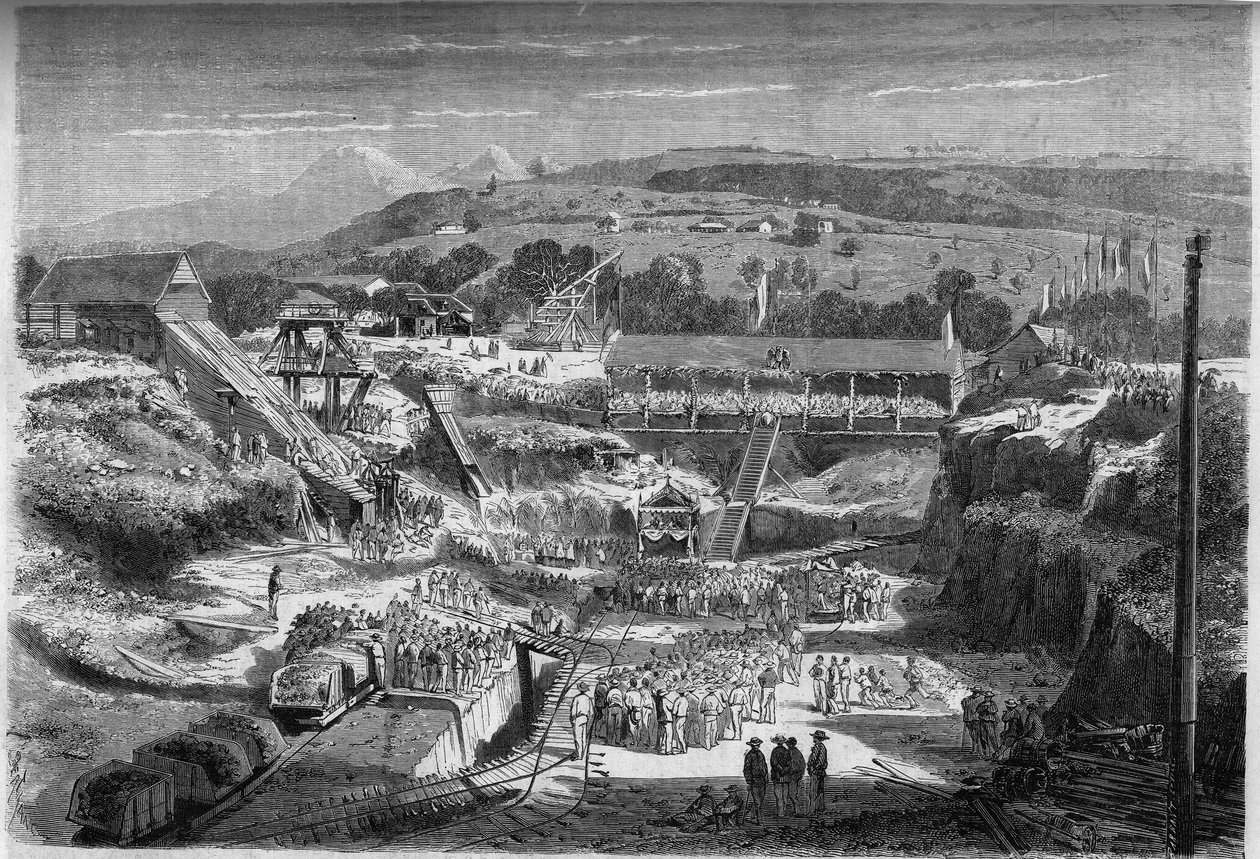 Montaż pierwszej z wanny remontowej (która służy do budowy i naprawy łodzi). Fort de France (Fort-de-France), Martynika autorstwa French School