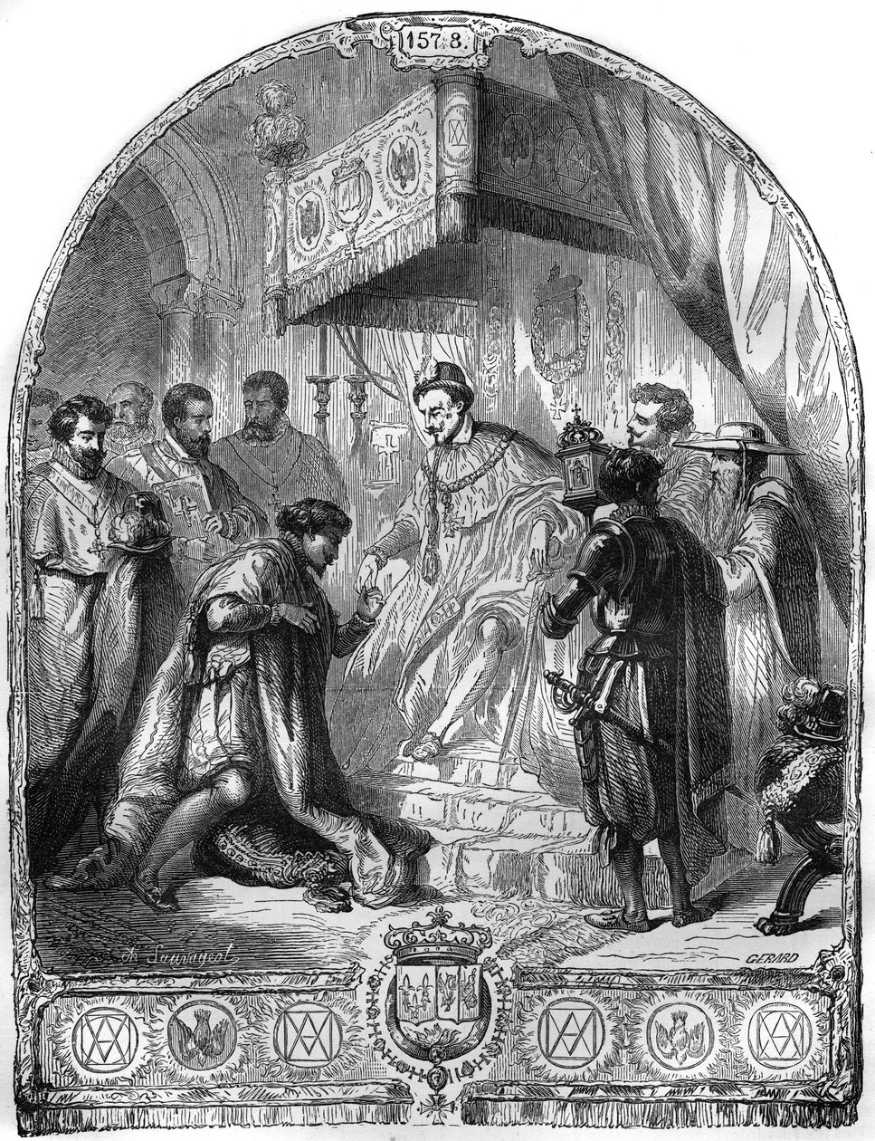 Ustanowienie Orderu Ducha Świętego (Ducha Świętego) przez Henryka III króla Francji w 1578 roku. autorstwa French School
