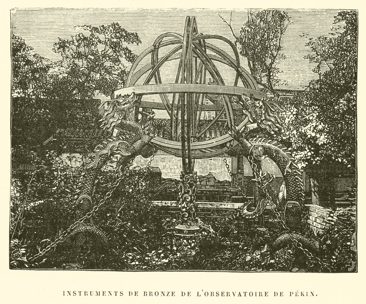 Instrumenty z brązu z obserwatorium w Pekinie (grawerunek) autorstwa French School