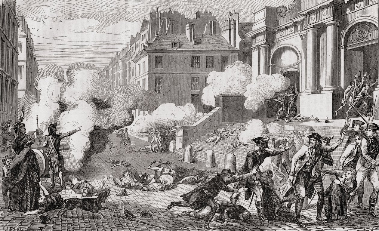Powstanie dnia 13 Vendemiaire, rok IV, 5 października 1795, z „Histoire de la Revolution Francaise” Louisa Blanca (1811-82) autorstwa French School