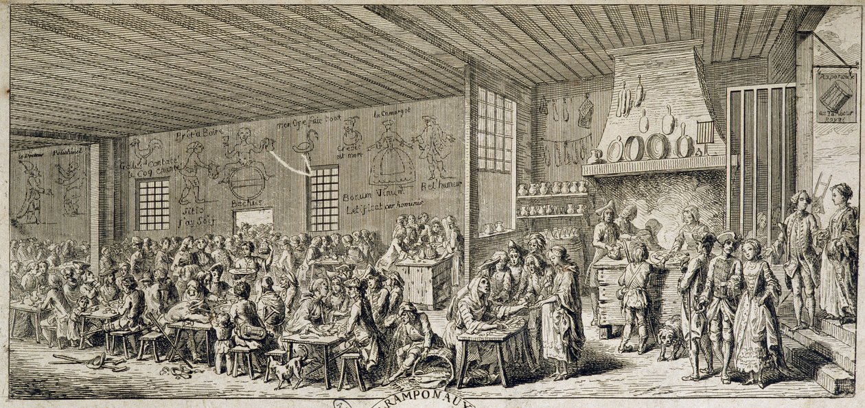 Wnętrze kabaretu „Ramponaux”, sd. 18 wiek autorstwa French School