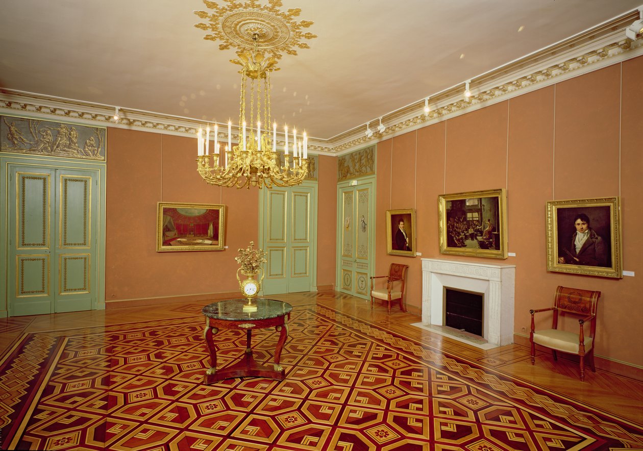 Wnętrze salonu z intarsjowaną posadzką, XVIII-XIX w. autorstwa French School