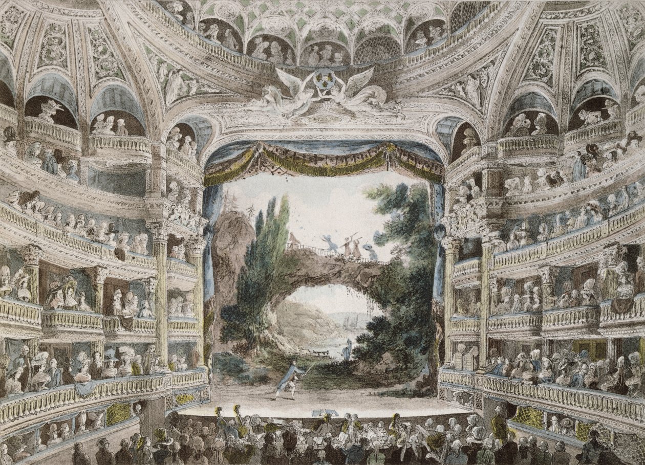 Wnętrze Teatru Komedii Francuskiej w 1791 r., po oryginalnej akwareli autorstwa French School