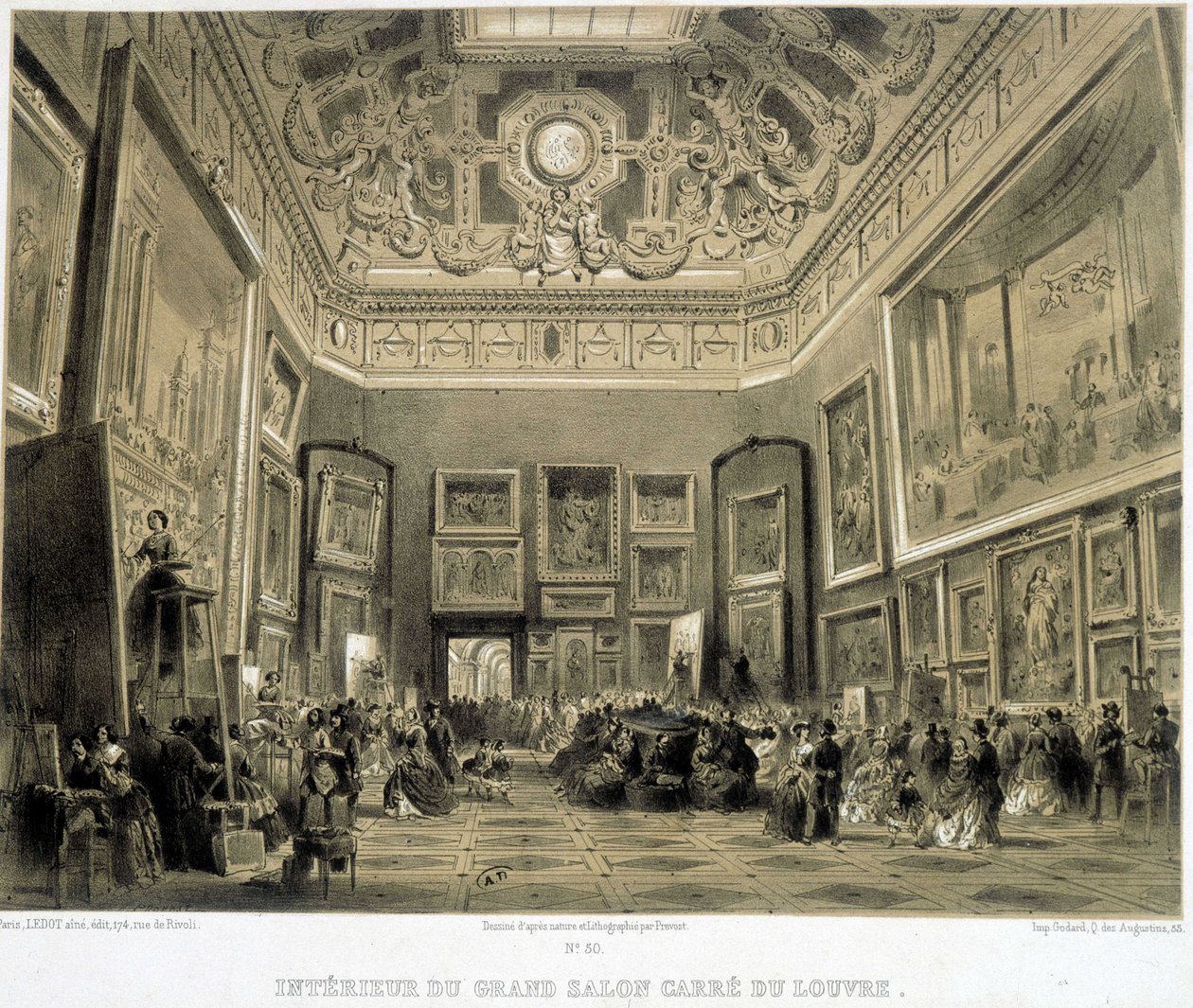 Wnętrze Wielkiego Salonu Carre du Louvre. autorstwa French School