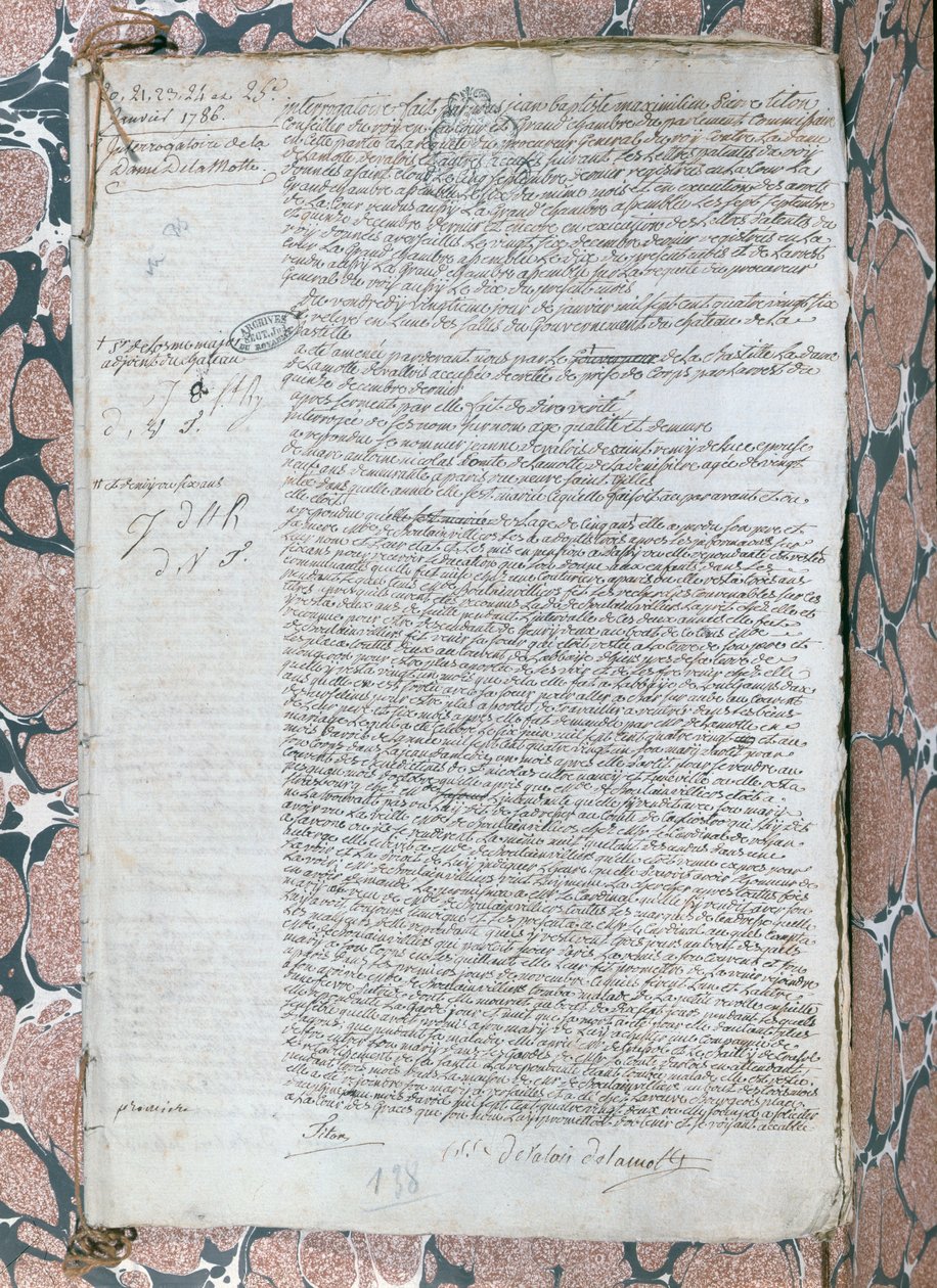 Przesłuchanie Joanny de Valois-Saint-Remy, hrabiny de La Motte (1756-91), styczeń 1785 autorstwa French School