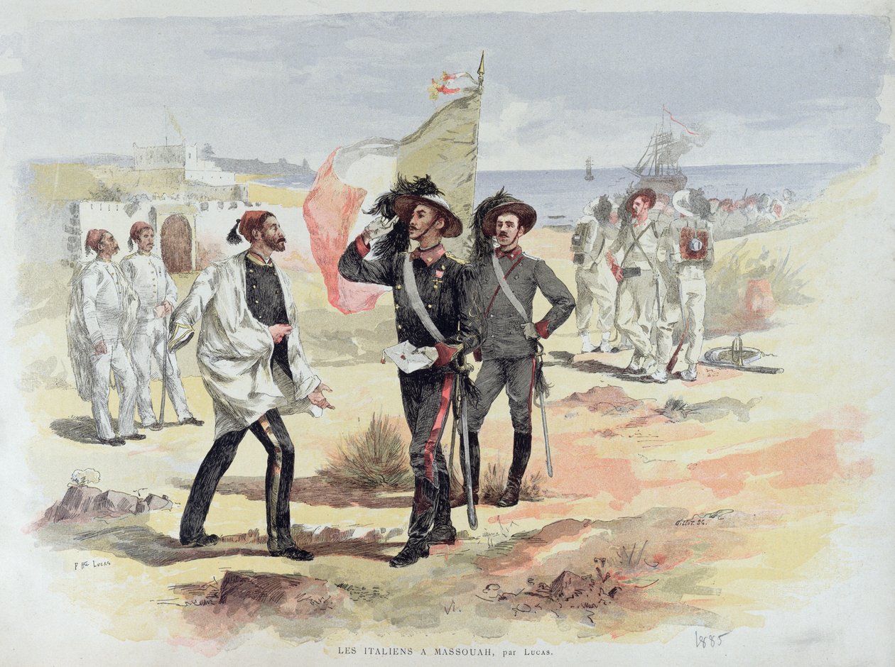 Wojska włoskie okupujące Massaoua w Erytrei w 1885 r. autorstwa French School