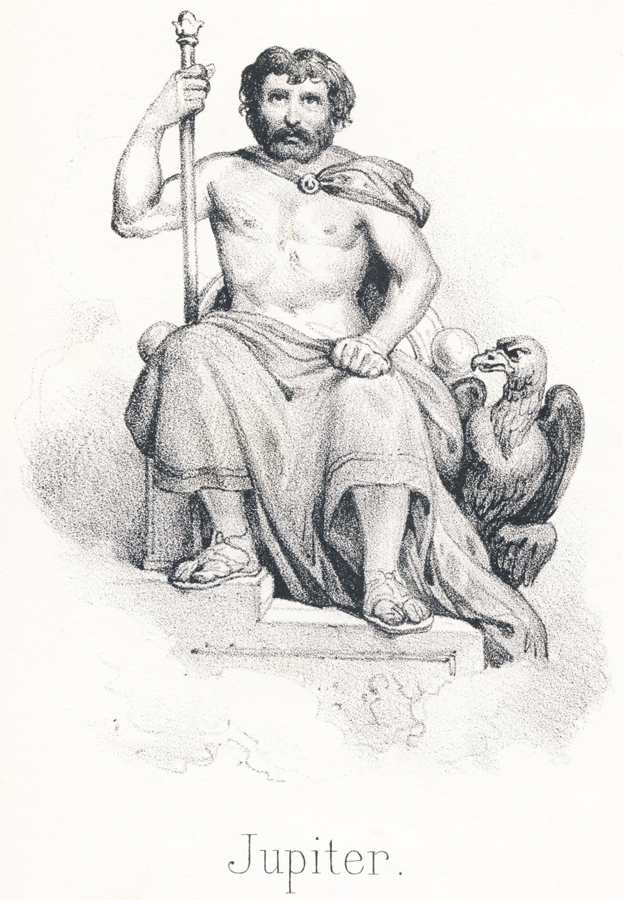 J Jupiter: syn Saturna i Rhee Brotherhood of Titan Child, był karmiony przez kozę Amalthee autorstwa French School