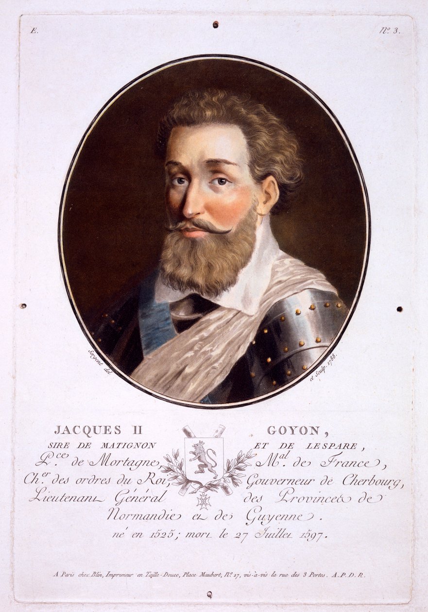 Jacques II Goyon, z Portretów wielkich ludzi, wybitnych kobiet i pamiętnych poddanych Francji, opublikowany w latach 1787-92 autorstwa French School