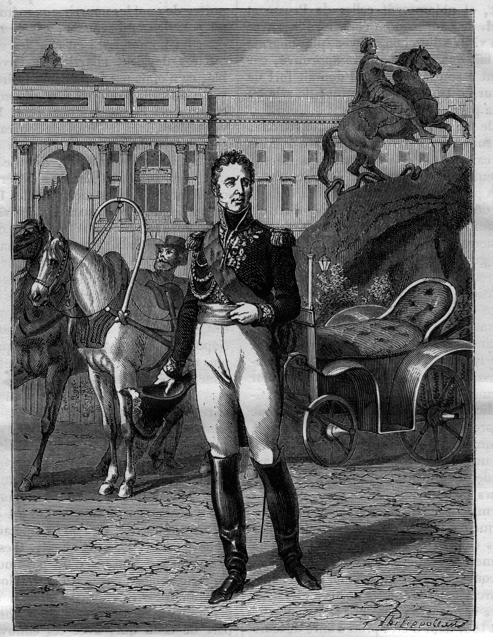 Jacques Law, markiz de Lauriston - Portret Jacquesa Alexandra Bernarda Lawa, markiza de Lauriston, marszałka Francji (1768-1828) - w „Historii imperium na podstawie historii konsulatu” Adolphe Thiers - 1879 - zbiory prywatne autorstwa French School