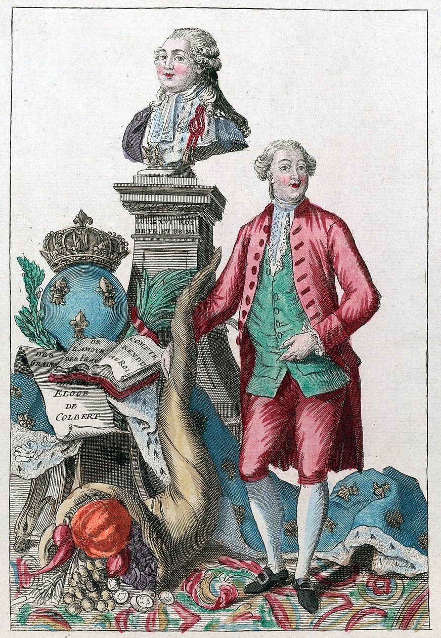 Jacques Necker (1732-1804) - Wielki Necker Twoja mądra roztropność sprawi, że nasze serca będą niezadowolone; przywracasz dostatek, pod upodobaniem Ludwika XVI - Róg obfitości - autorstwa French School