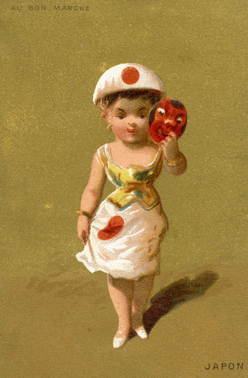 Japonka, z serii ilustracji dzieci z różnych krajów, wyprodukowanych jako karty promocyjne dla Domu Towarowego Bon Marché w Paryżu, ok. 1890 autorstwa French School