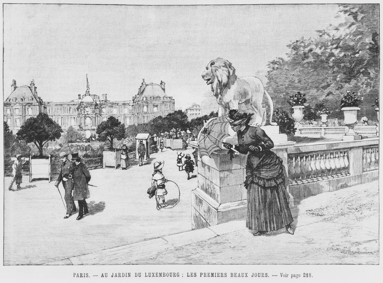 Jardin of Luxembourg, pierwsze piękne dni, ok. 1870-80 autorstwa French School