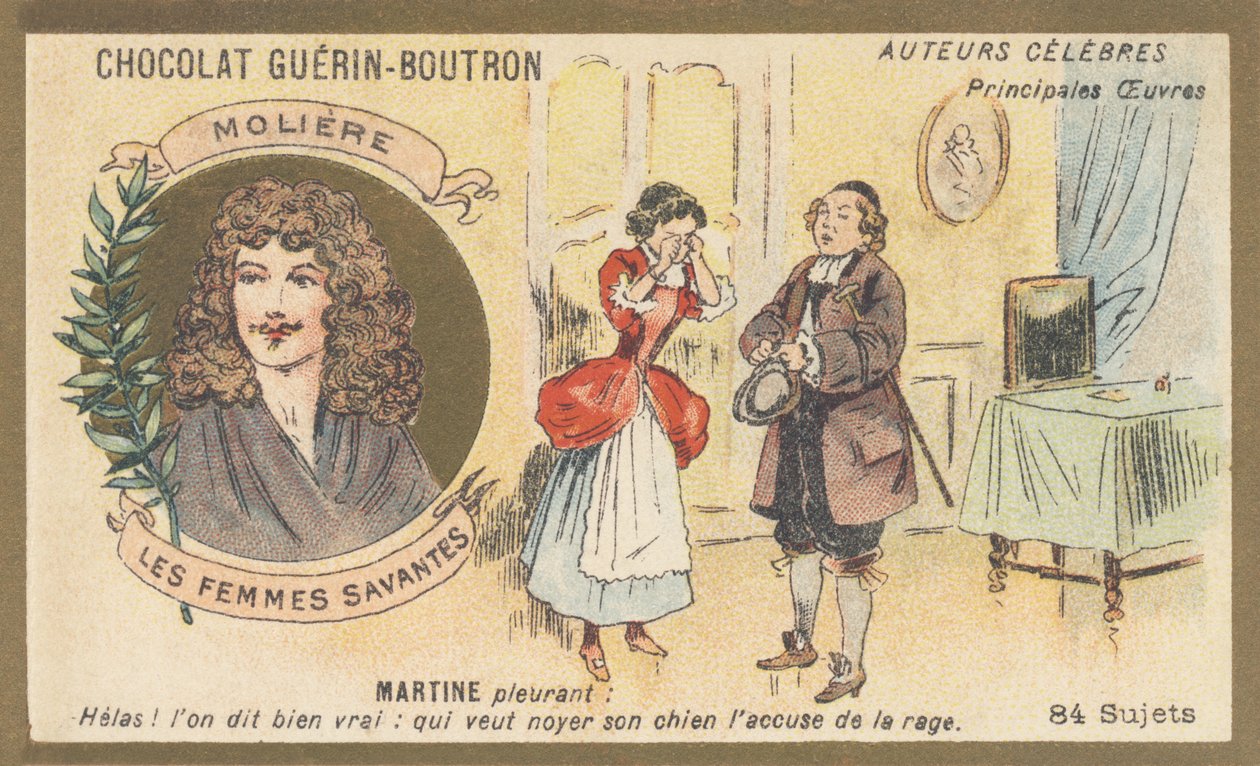 Jean-Baptiste Poquelin dit Moliere (1622-1673), francuski komik i dramaturg, autor „Les Femmes savantes” (1672) autorstwa French School