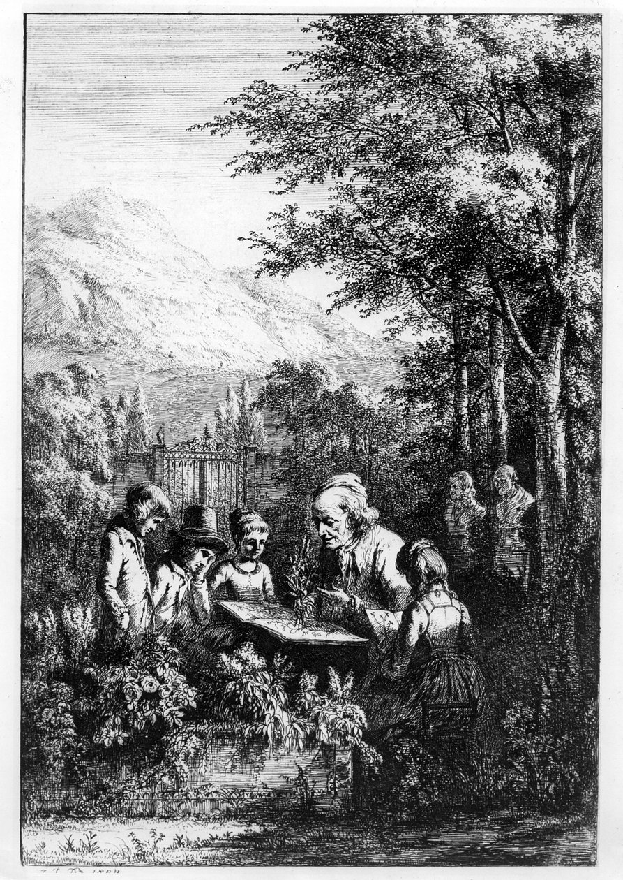 Jean-Jacques Rousseau uczy grupę dzieci autorstwa French School
