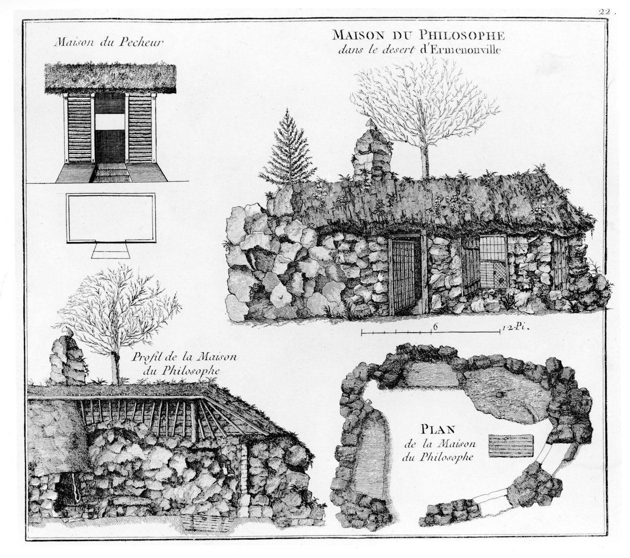 Pustelnia Jeana-Jacquesa Rousseau w Ermenonville (patrz także 430491) autorstwa French School