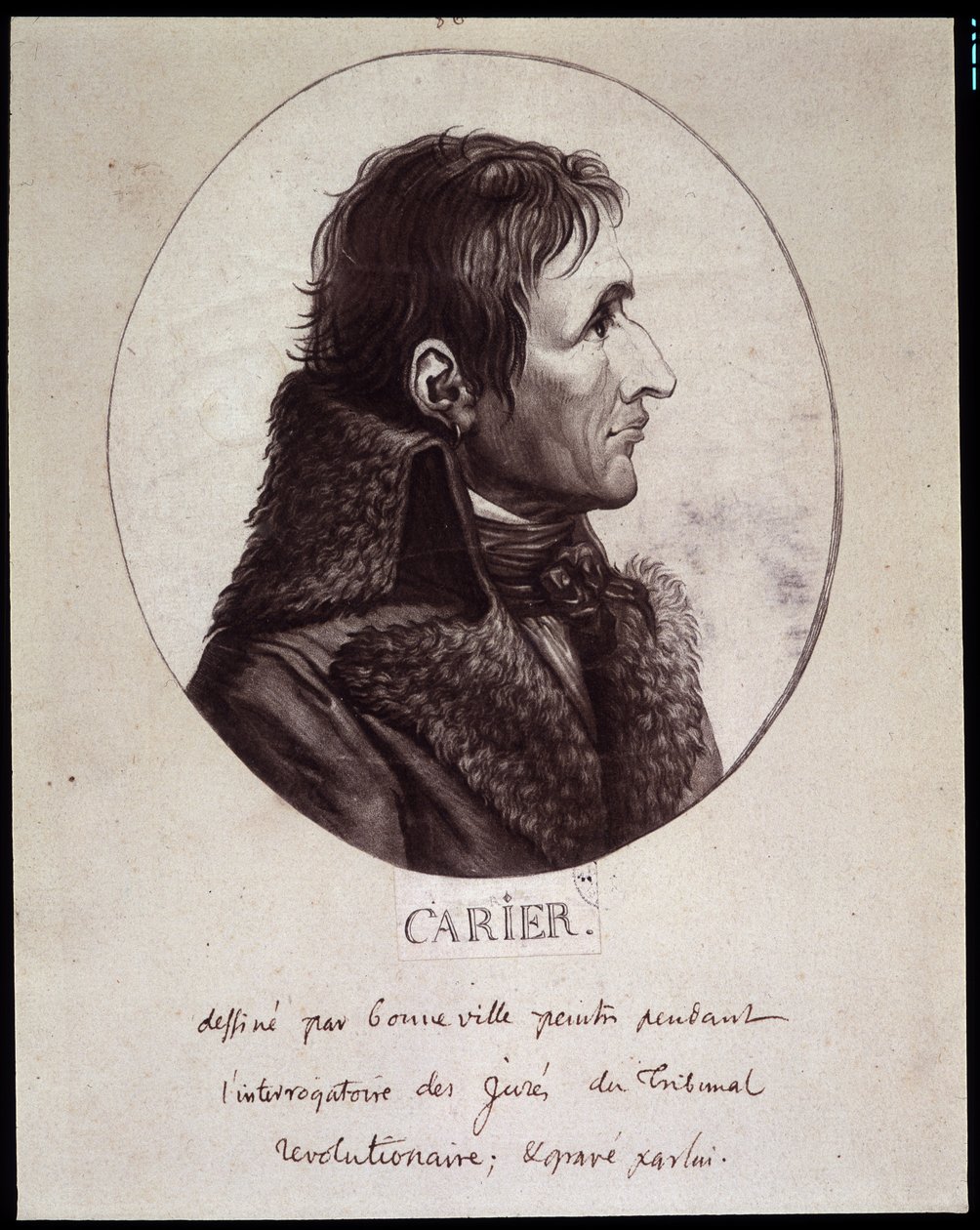 Jean Baptiste Carrier (1756-1794), rysuje Gouneville podczas przesłuchania Projur Sądu Rewolucyjnego autorstwa French School