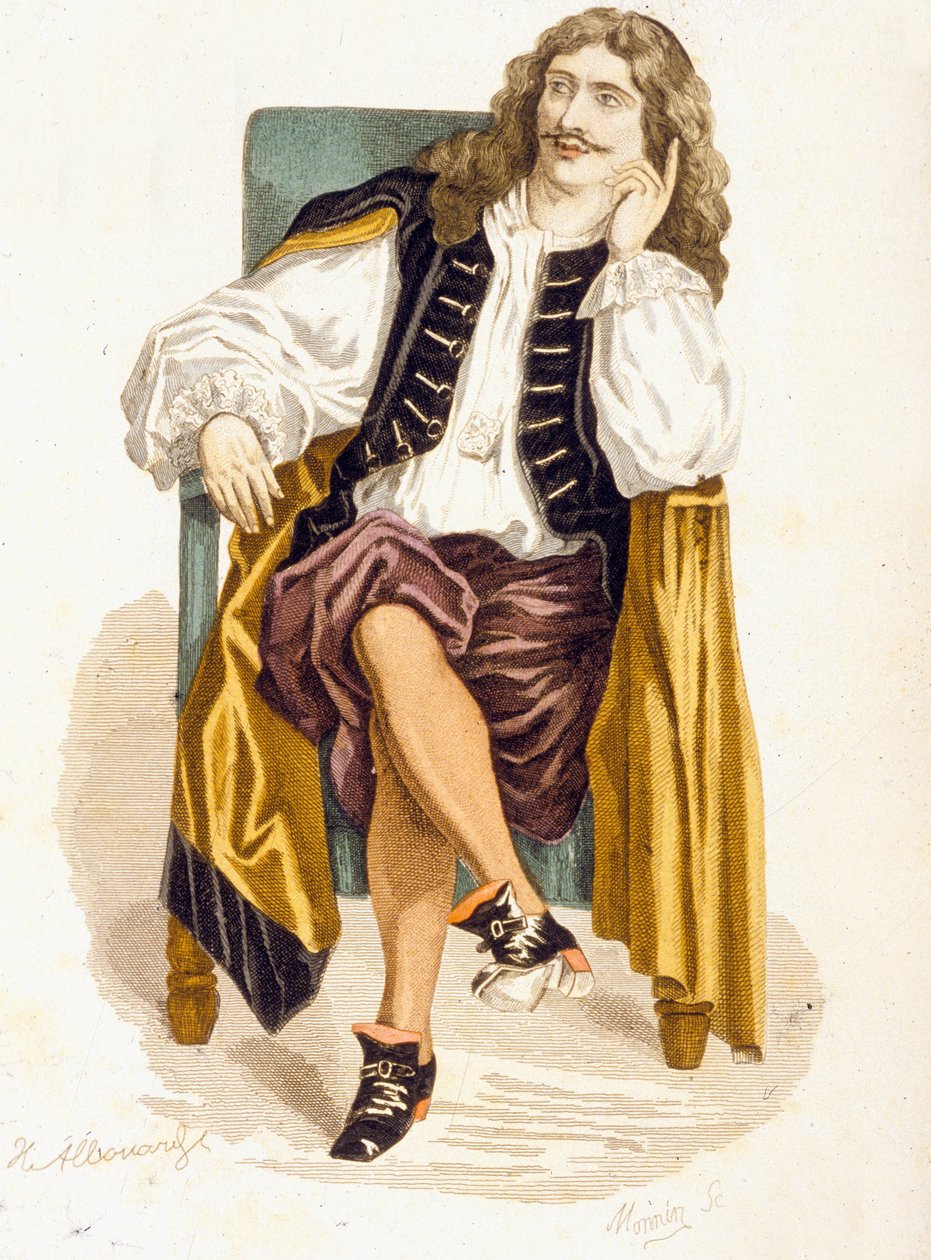 Jean Baptiste Poquelin lub „Moliere” (kolor litho) autorstwa French School