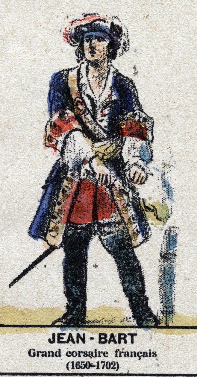 Jean Bart (1650-1702), francuski żeglarz, korsarz. W „Galeriede Kings and Queens of France oraz znamienite postacie z lat 1643-1895”” Obraz epinal. autorstwa French School