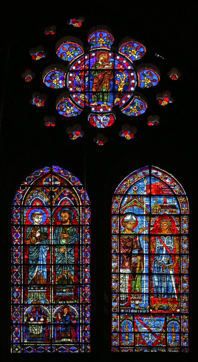 Jean Clement otrzymuje chorąży od St Denis; Św. Nicaise i inny święty (w116) autorstwa French School