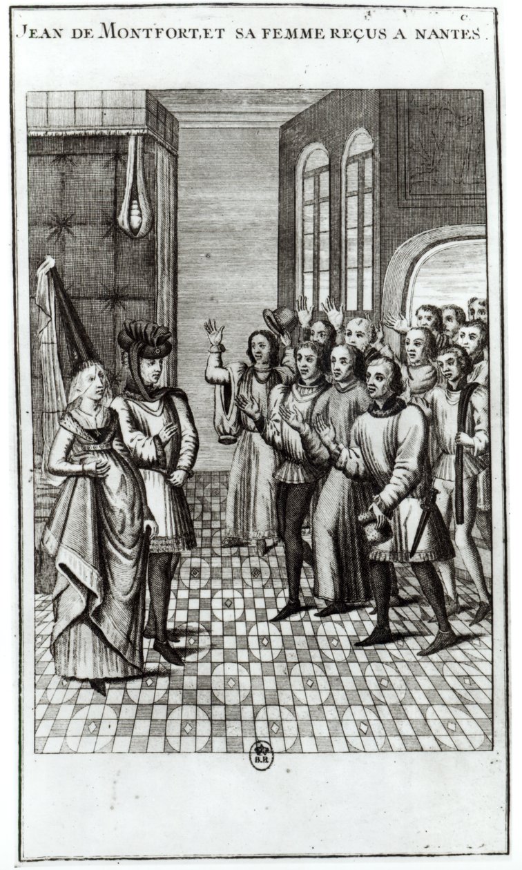 Jean de Bretagne (1293-1345) hrabia Montfort i jego żona witane w Nantes autorstwa French School