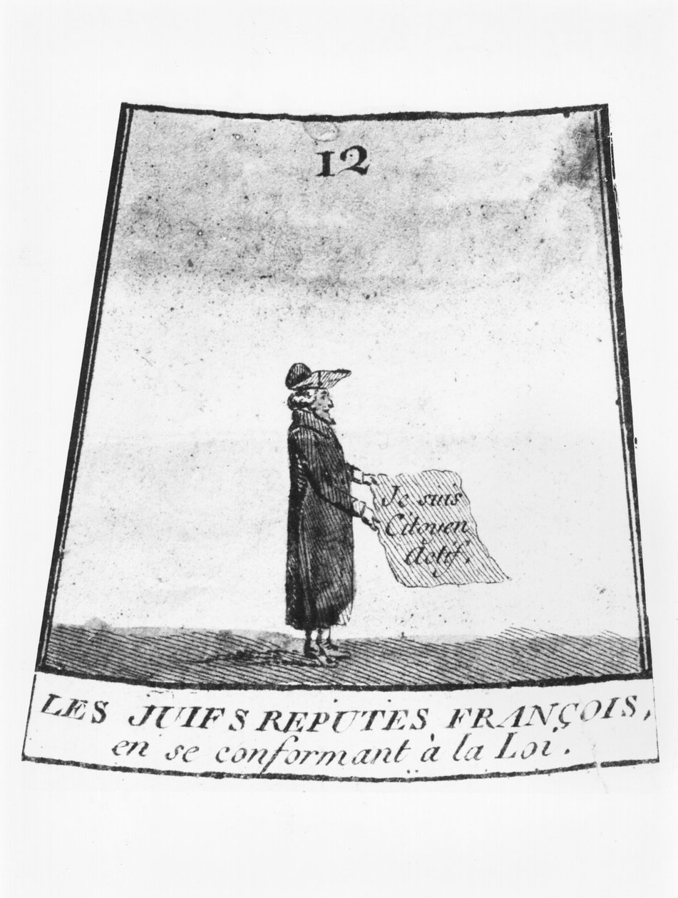 Żyd uznany za obywatela francuskiego, ilustracja z gry w węże i drabiny, ok. 1930 r. 1790-92 (szczegóły) autorstwa French School