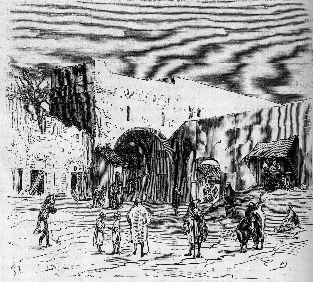 Ludność żydowska Tetouan (Tetuan) w Maroku: wewnętrzny widok żydowskiej dzielnicy autorstwa French School