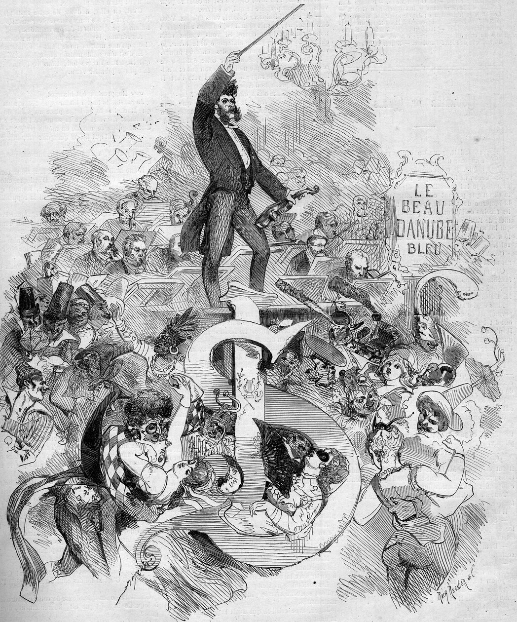 Johann Strauss młody (1825-1899), skrzypce, podczas balu maskowego w Operze Paryskiej autorstwa French School
