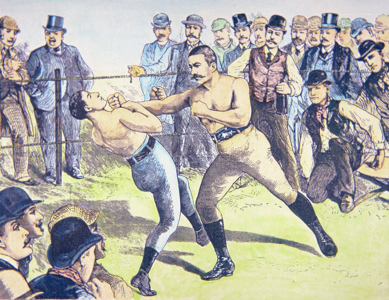 John L. Sullivan przeciwko Charliemu Mitchellowi 10 marca autorstwa French School