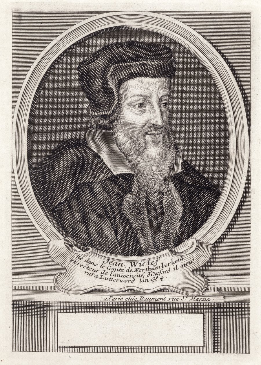 John Wycliffe, grawerowany przez Daumonta, Paryż autorstwa French School