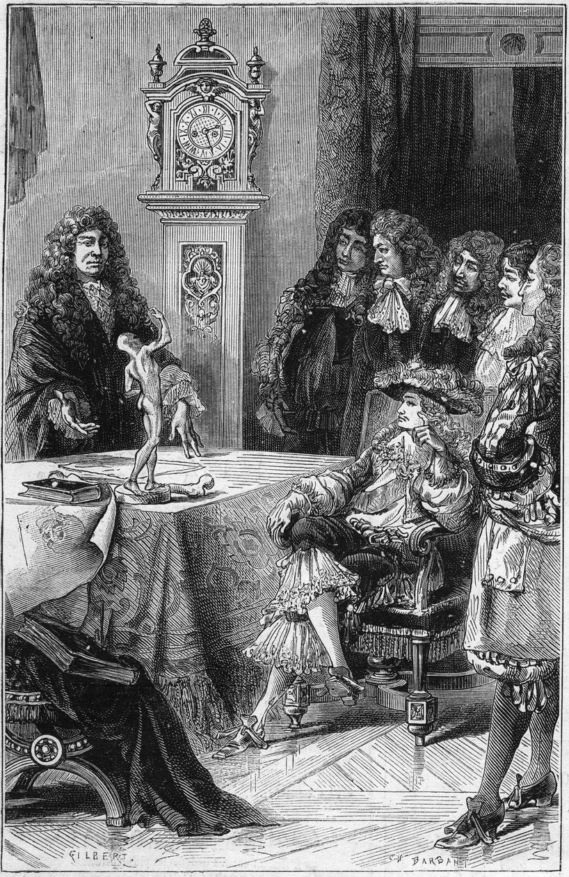 Joseph Guichard (Joseph Guichard) Du Verney (Duverney) (1648-1730) udzielający lekcji anatomii księciu Burgundii Ludwikowi Francji (1682-1712). 18 wiek. Grawerowanie z 1878 roku. autorstwa French School