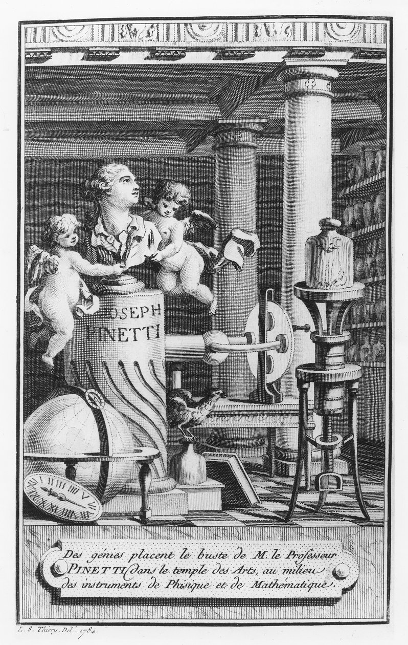 Joseph Pinetti (1750-1800), ilustracja z Amusements Physiques autorstwa L.S. Thiery, 1784 autorstwa French School