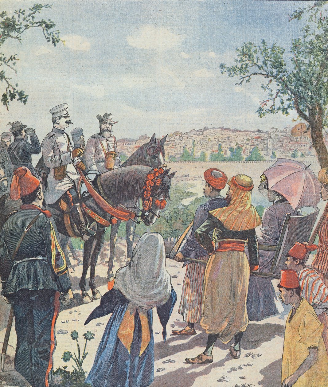 Podróż cesarza Wilhelma II (1859-1941) do Palestyny. Przyjazd do Jerozolimy, z gazety, 2 listopada 1898 autorstwa French School