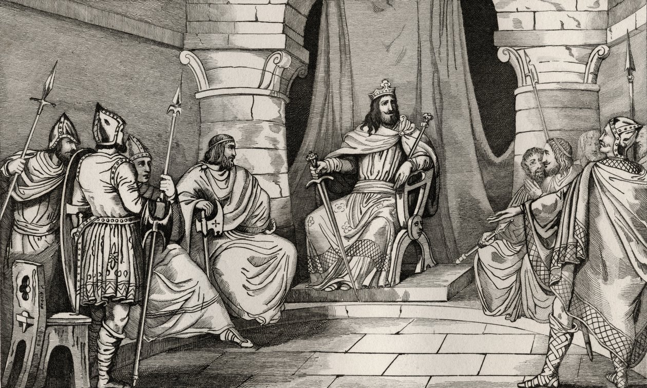 Król Charibert (521-67) w Radzie z Magistrates, z „Histoire de France” Colarta, wydana ok. 1930 r. 1840 autorstwa French School