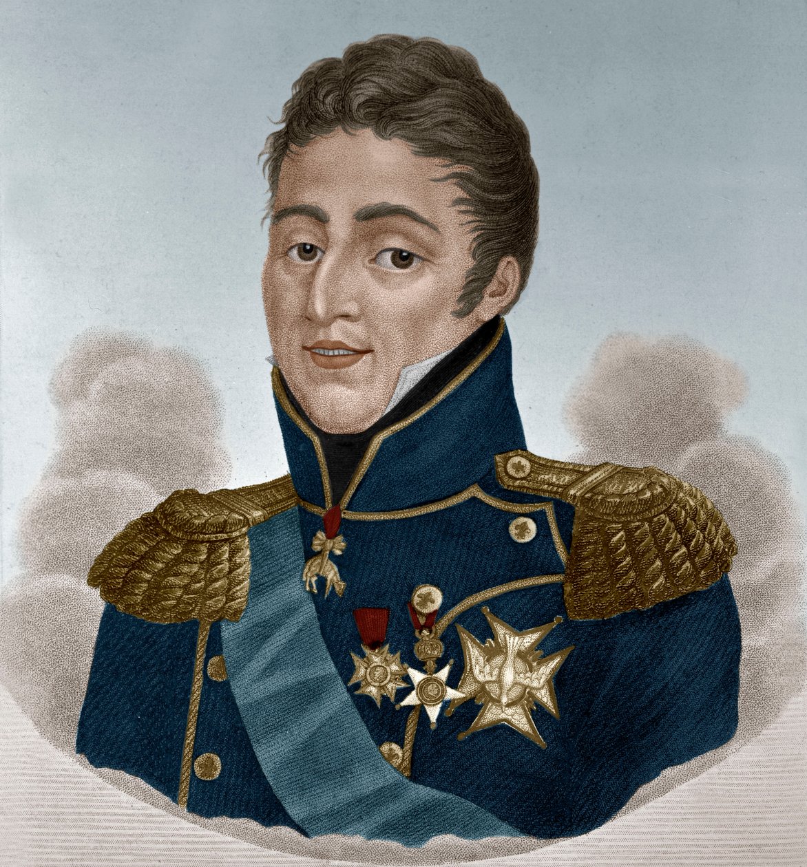 Król Karol X Francji (kolorowy grawerunek) autorstwa French School