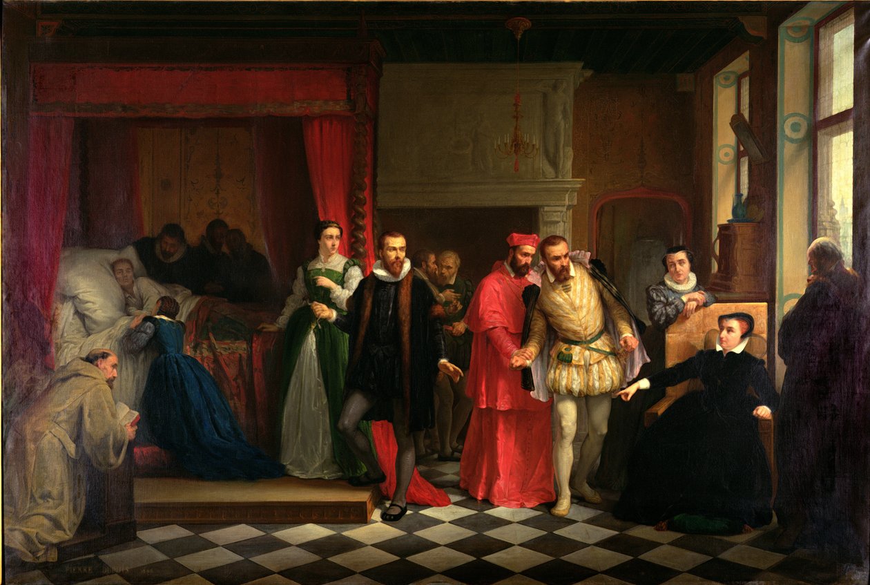Król Franciszek II (1544-60) na łożu śmierci, 1865 autorstwa French School