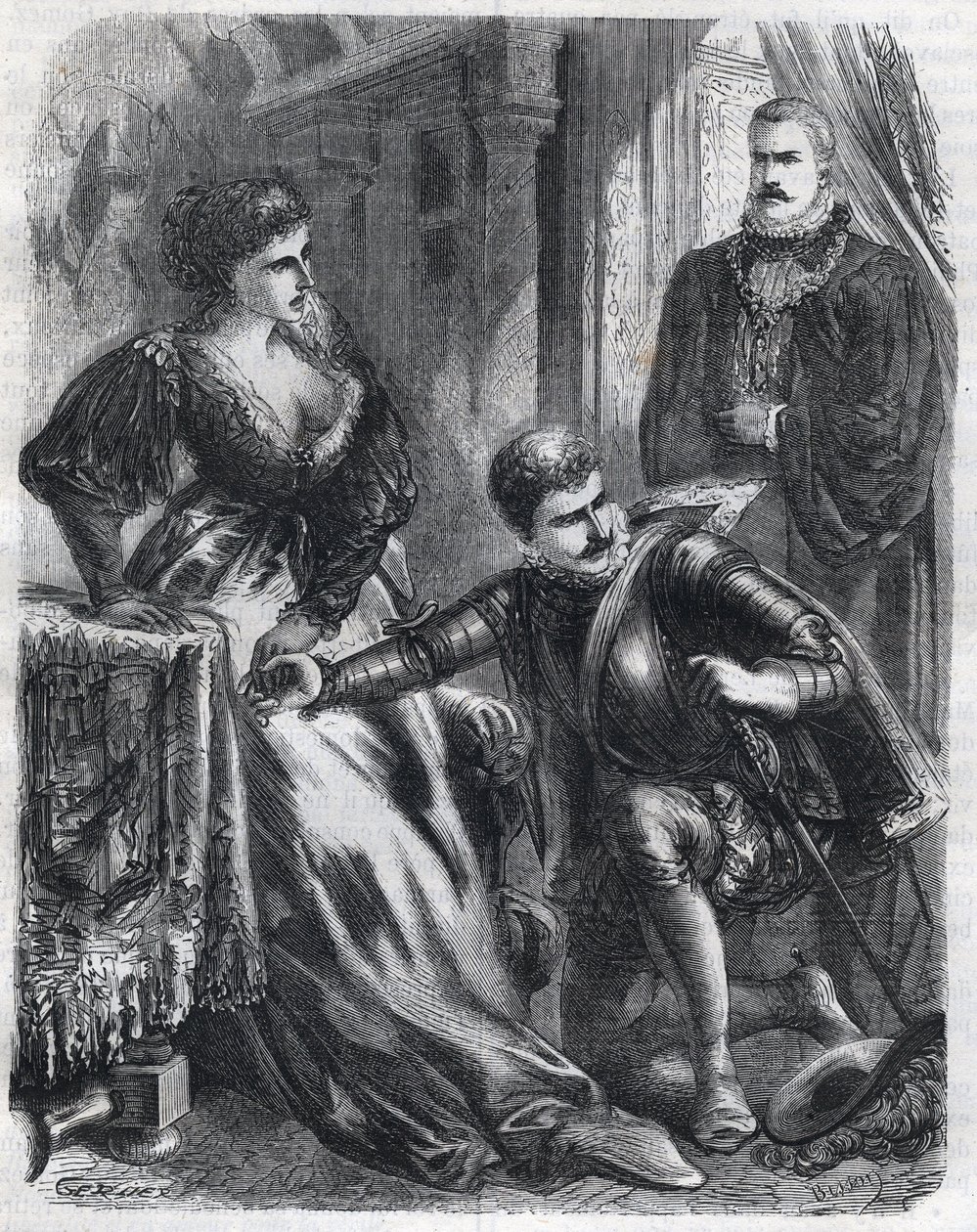 Król Filip II (1527-1598) zaskakuje swojego syna, księcia Don Carlosa (1545-1568), próbującego pogwałcić swoją teściową (macochę), królową Elżbietę (1545-1568) (Elizabeth z Francji lub Isabelle of Valois) , 17 stycznia autorstwa French School