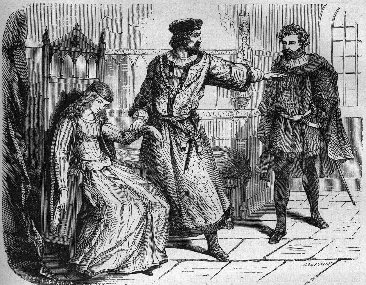 Król Francji Filip VI (Philippe de Valois) (1293-1350) i jego żona Blanche z Nawarry (w. 1333-1398). Grawer w „Historii prostytucji i rozpusty wśród wszystkich narodów świata od starożytności do dnia dzisiejszego” autorstwa dr Th. -F. Debray. autorstwa French School