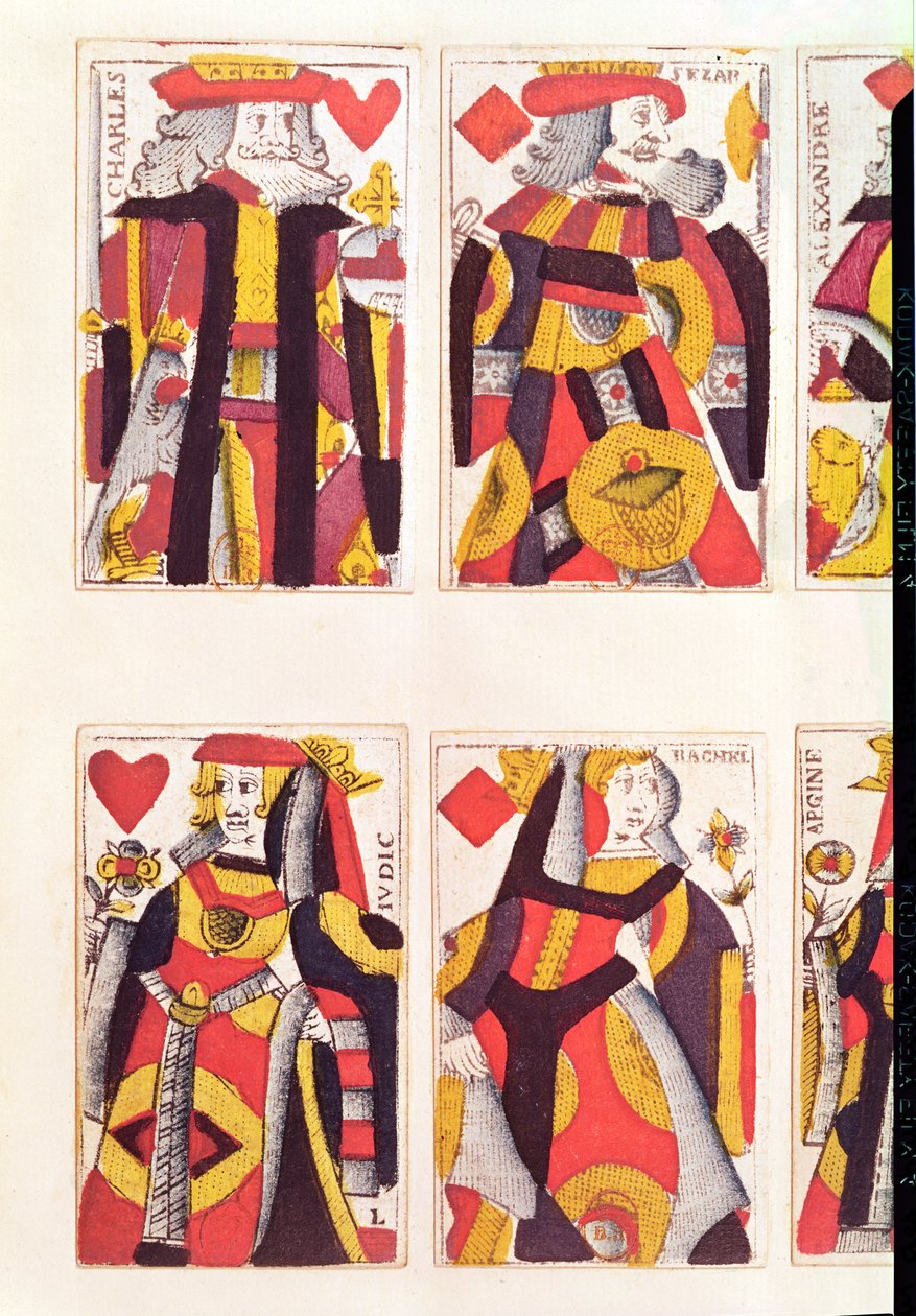 Karty do gry King and Queen (kolorowe drzeworyty) autorstwa French School