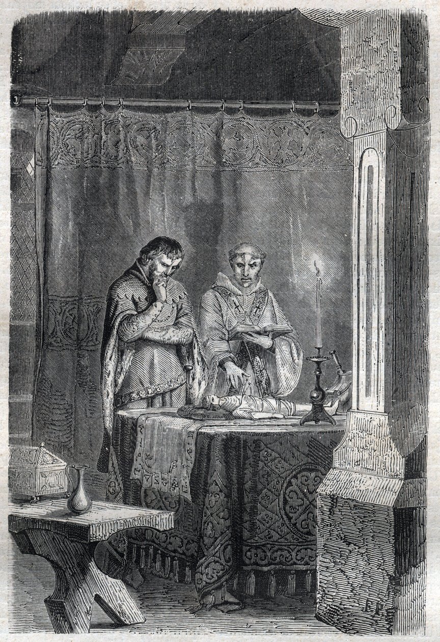 Król Francji Karol V Mądry (1338 - 1380) konsultował się ze smoczkami. Rycina w „Historii papieży (...) Zbrodnie królowej króla i cesarzy na przestrzeni wieków” Maurice Lachatre autorstwa French School