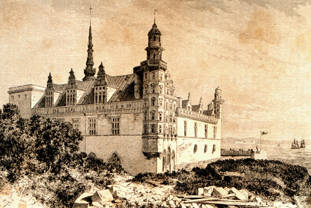 Zamek Kronborg, Hillerod, Dania, lata 50. XIX wieku, z „La Tour du Monde”, wyd. Paryż, lata 60. XIX wieku autorstwa French School