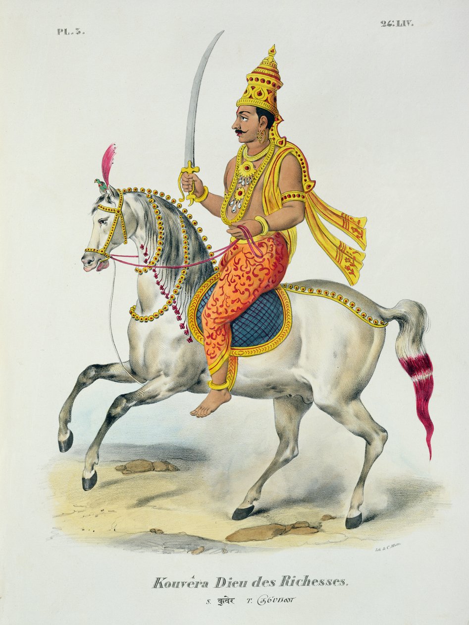 Kubera, bóg bogactwa, ryty przez C. de Motte (1785-1836) autorstwa French School