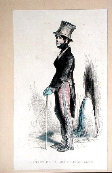 „Agent de la Rue de Jerusalem” (kolorowy grawerunek) autorstwa French School