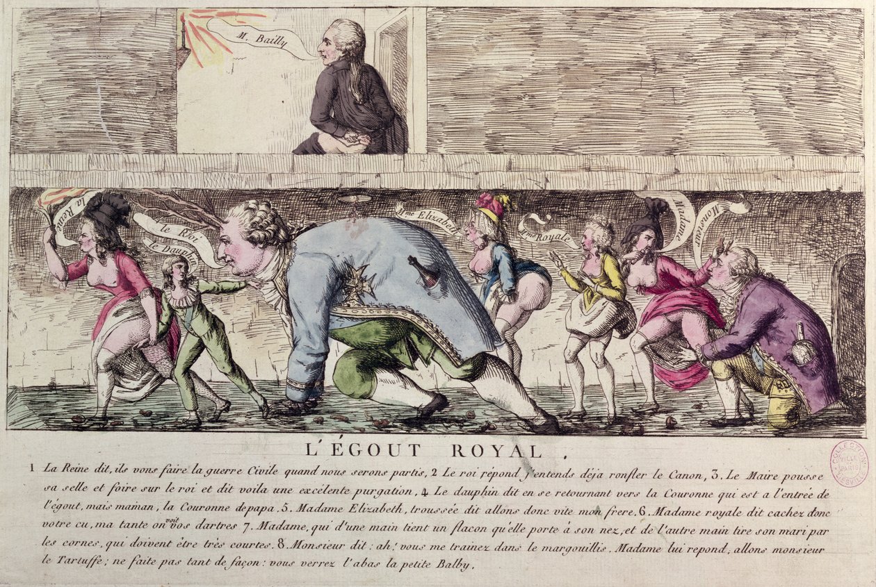 LEgout Królewska karykatura lotu francuskiej rodziny królewskiej do Varennes w dniu 21 czerwca 1791 r. autorstwa French School