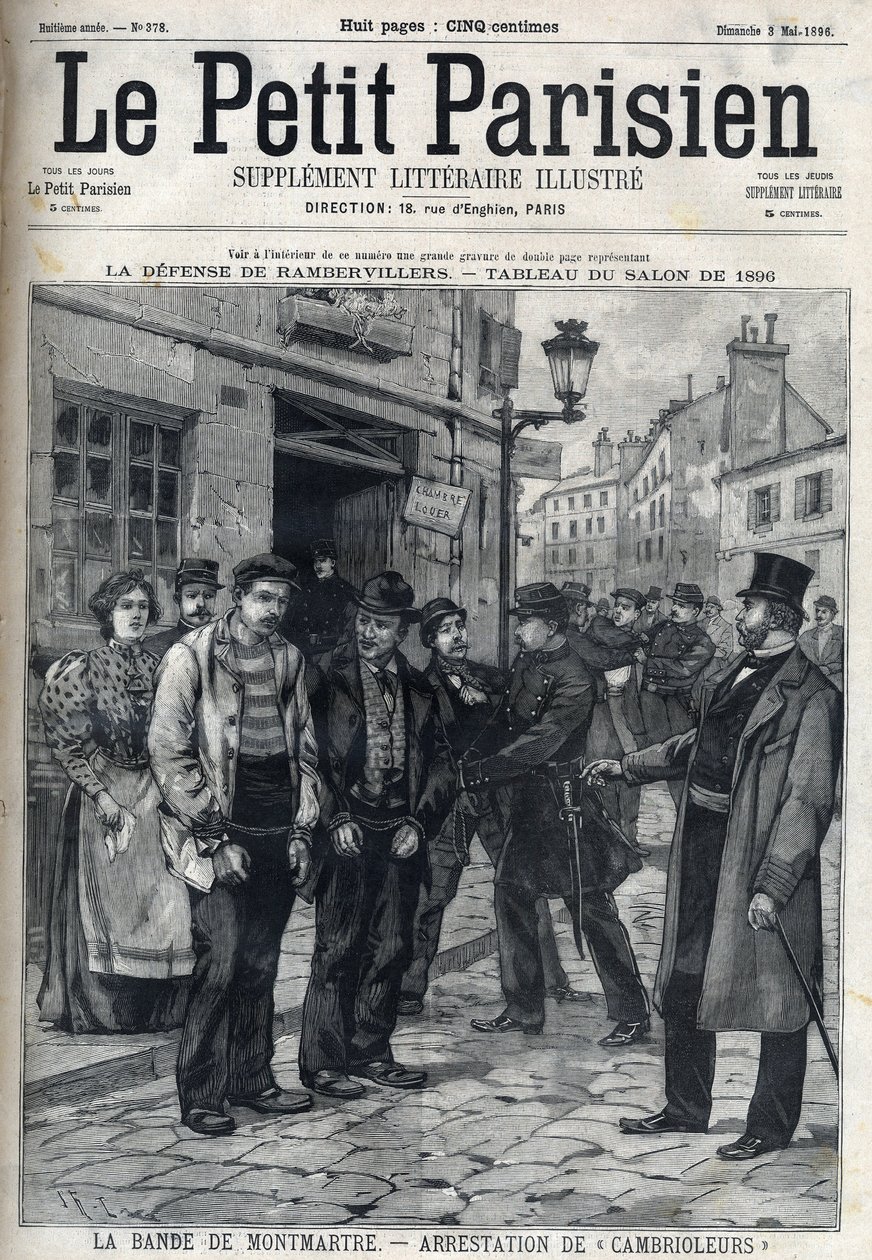 La Bande de Montmartre: Policja aresztowała włamywaczy w Paryżu, w „Le petit Parisien”” autorstwa French School