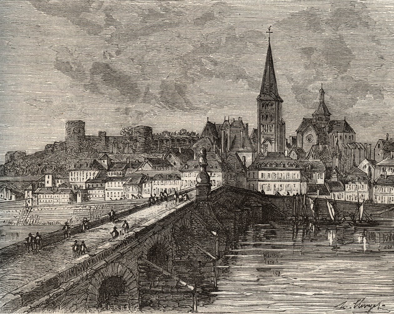 La Charite sur Loire - La Charite-sur-Loire - Nievre, region Burgundii - rycina w „France illustree: geografia, historia, administracja statystyczna” autorstwa V.-A. Słodowo-Brązowy. 1884 autorstwa French School